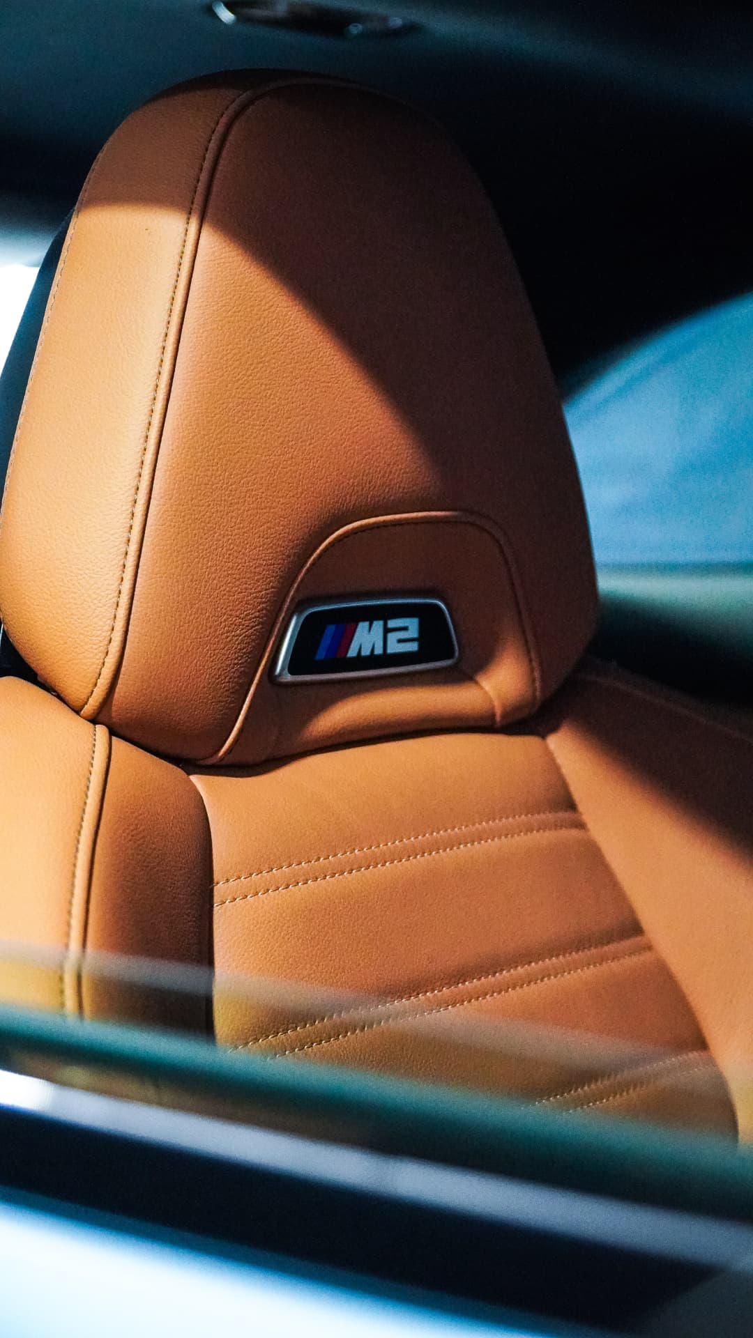 Luxury car interior leather seat detail