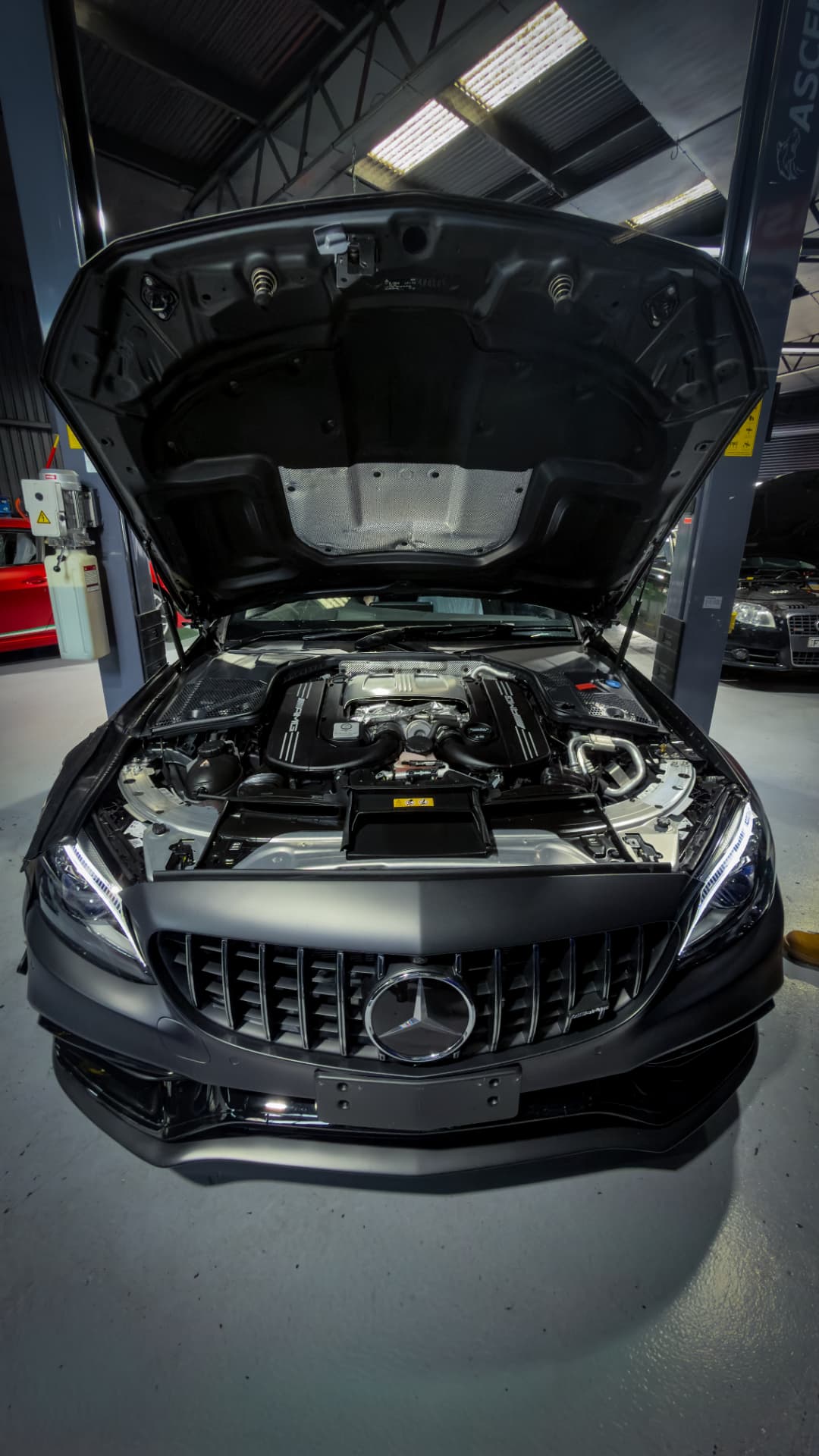 High-performance car engine bay