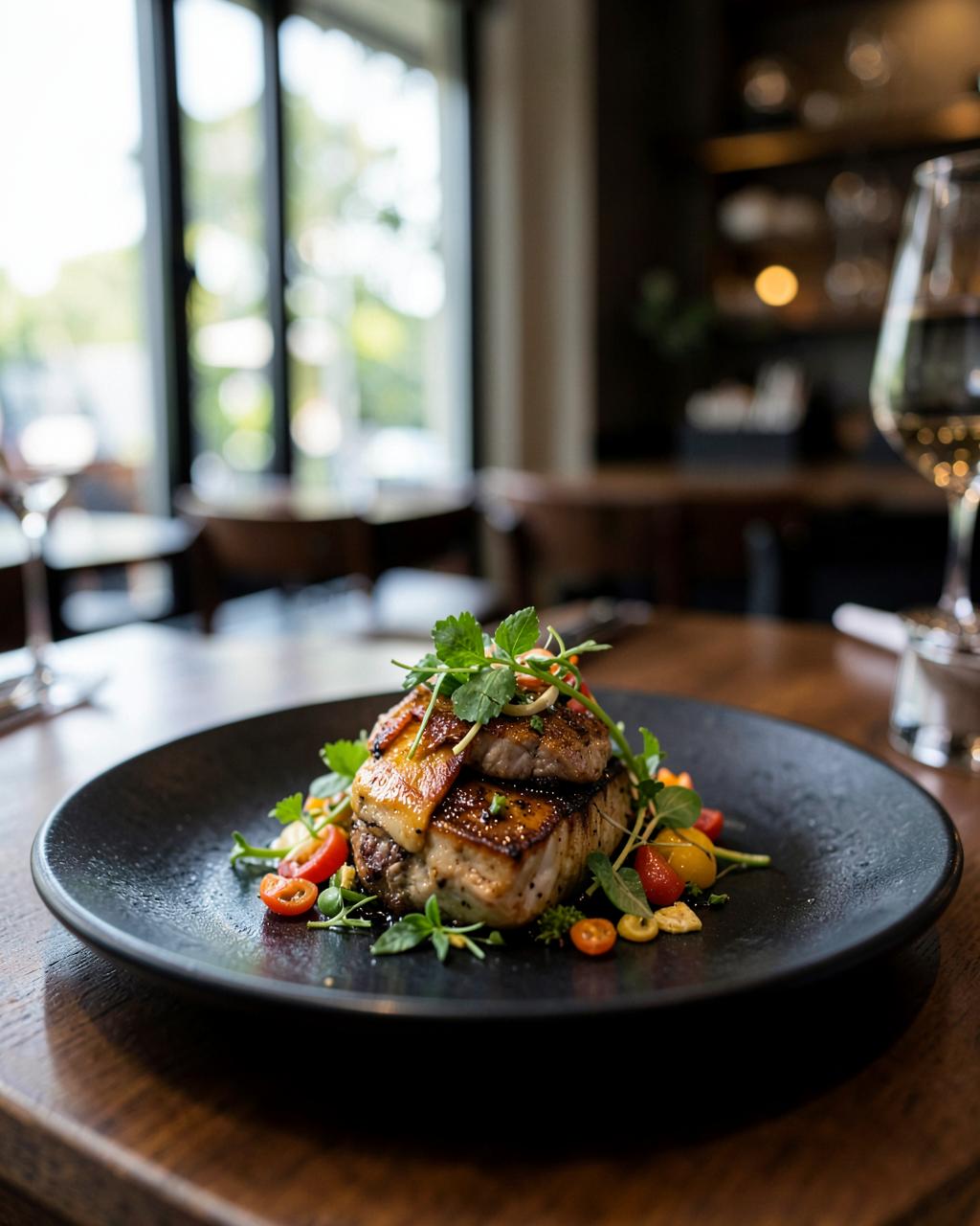 Professionally plated restaurant dish