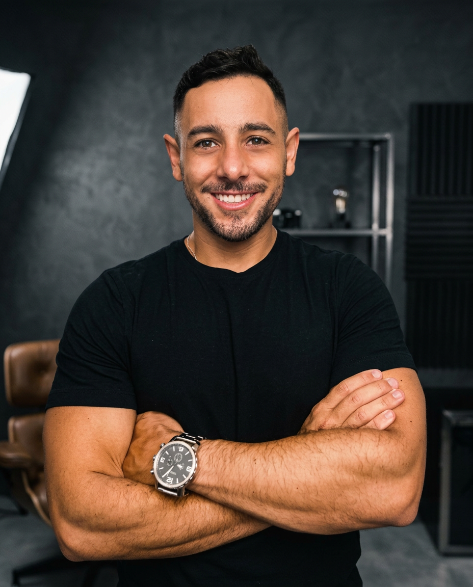 Alvaro, founder of Ollie Marketing, in a Brisbane studio